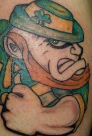 Blogas airiškas leprechauno tatuiruotės raštas