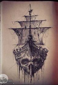 Ձեռագիր Ghost Boat Tattoo Model- ը