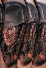 realistic style color Fred Kruger portrait tattoo