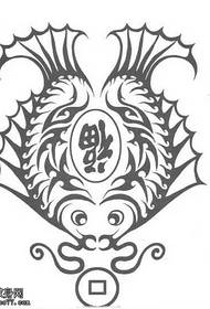 käsikiri Fu double Squid tattoo muster
