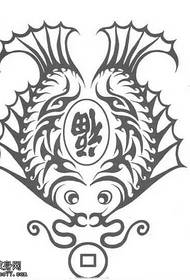 manuscript Fu double Squid tattoo pattern