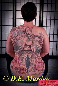Galerie tetování 520: obrázek vzoru tetování jeřábu zpět