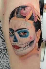 patrón de tatuaxe colorido deusa da morte