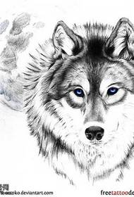 manuskrip persoonlikheid swart wolf tattoo patroon