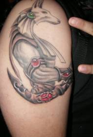 Grouss Arm Anubis schéint Tattoo Muster