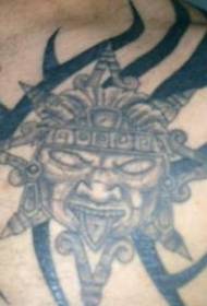 Patrón de tatuaje de piedra malvada azteca