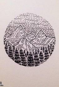 titik manuskrip pola tato duri gunung
