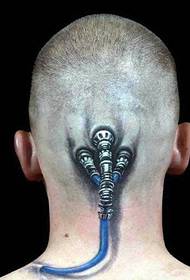 个性男士脑后一款3d图案纹身刺青