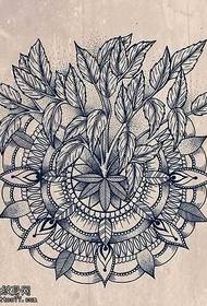 Rankraštinis gerbėjų gėlių tatuiruotės modelis
