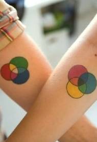 modello di tatuaggio rotondo di colore braccio delle amiche