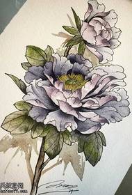 Manuscript Peony Flower Tattoo Pattern