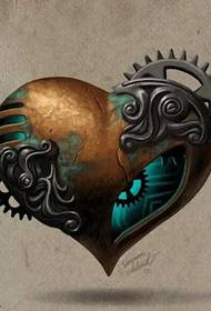 modello di tatuaggio cuore meccanico manoscritto