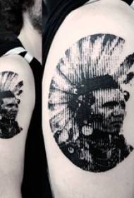 Lengan anak laki-laki pada sketsa titik abu-abu hitam trik sulap gambar tato potret kreatif