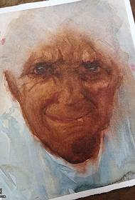 manuscript realistic old grandma tattoo pattern