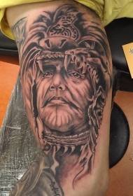 kol parlak Aztek şaman portre dövme deseni