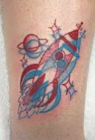 3D visual style tattoo pattern picture composed of red and blue lines