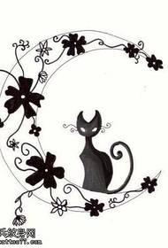 Manuskrip Moon Cat Tattoo Patroon