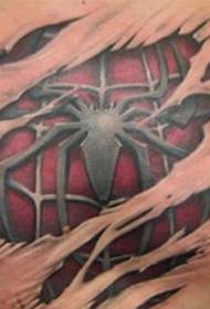 patrón de tatuaje de araña de peeling de color de pecho