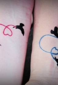 пара тату в форме сердца линии татуировки
