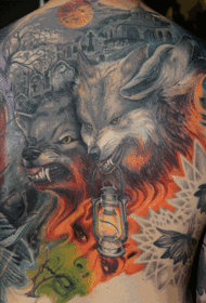 Voll Back Wolf Tattoo Bild