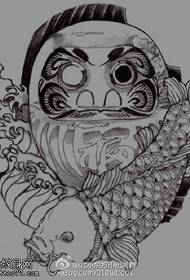 Μαύρο και άσπρο μοτίβο τατουάζ αυγών koi Dharma