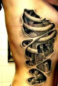 costillas debajo de la piel huesos rotos y mecanismo patrón de tatuaje