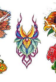 Patrón de tatuaxe floral: Rosa Xirasol Flor patrón de tatuaje de flores