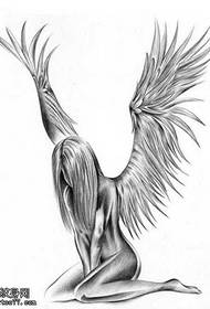 manuscript little female angel tattoo pattern