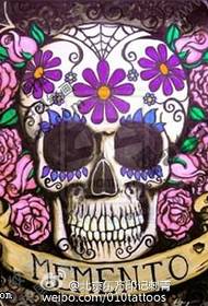 Manuscriptskull rose spider web tattoo pattern
