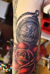 Kompass a rose Aarm Tattoo zesummegesat 17968-Aarm siwen Draachkugele kleng Goku Tattoo