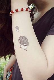 girls arm cute cartoon hedgehog tattoo