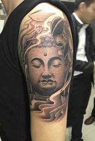 gàirdean tatù Buddha dubh is geal dealbh eireachdail tatù totem 17061-nighean