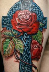 қолтық крест раушан-тату-сурет 16067 - Arm Rose Cross Tattoo Pattern
