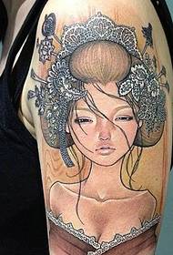brako unu delikata antikva beleco portreto tatuaje ŝablono
