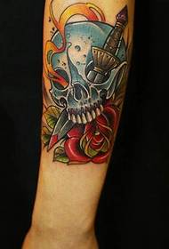 dagger puncture skull arm tattoo tattoo grabbing keesemokwu