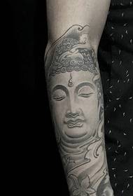ແຂນສີຂີ້ເຖົ່າສີ ດຳ ເຊັ່ນ: ເທບພຣະພຸດທະຮູບ tattoo Qin ທີ່ສວຍງາມ