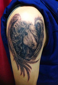 Arm Black Grey Pegasus Tattoo