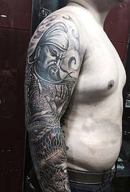 modeli i tatuazhit të bukur dhe të bardhë të bukur e të zezë dhe të bardhë Guan Gong