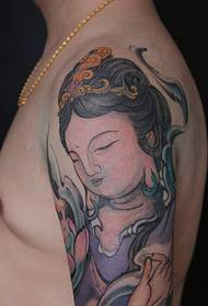 krah klasik tatuazhi i portretit të Buddhës me gjemba. Qin