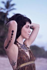 Европейская и американская женская рука черно-белый уникальный кружок креативная татуировка
