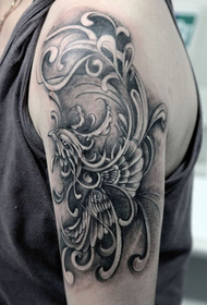 käsivarsi musta harmaa phoenix-tatuointikuvio
