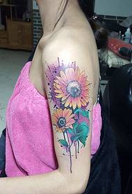 txaws-style npab caj npab sunflower tattoo daim duab