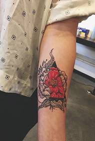 personal funny arm geometry flower tattoo pattern