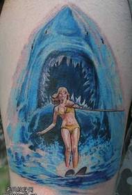 Shark buluu pakamwa kukongola tattoo pateni