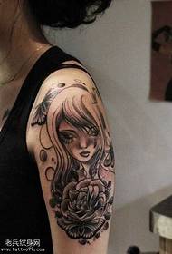 braccio tatuaggio nero grigio clown falena tatuaggio modello 16263 - Big Dream Catcher Tattoo Pattern