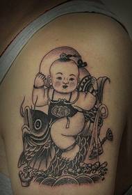 صيني، تقليدي، ولد الريح، حمل ذراع السمكة، tattoo