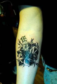 Creatieve Rose lettertype Engels Arm Tattoo