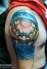 arm lion armor tattoo pattern