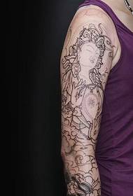 17808-Sexy Tattoo Arm Personality Tatuirovkasi - qora va oq rangli totem zarbasi