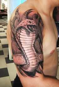 mkono waukulu wa amuna pa tattoo ya cobra